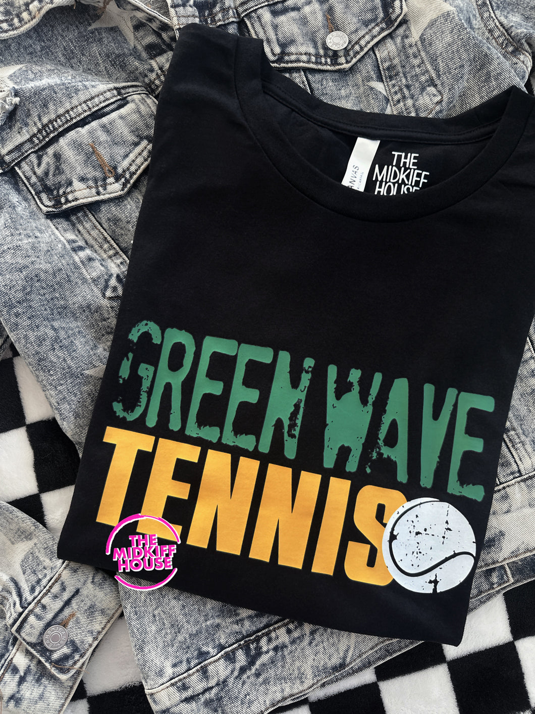 SALE! GREEN WAVE TENNIS STAMP TEE