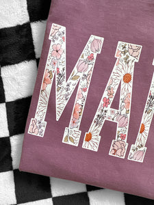 MAMA VARSITY FLORAL TEE