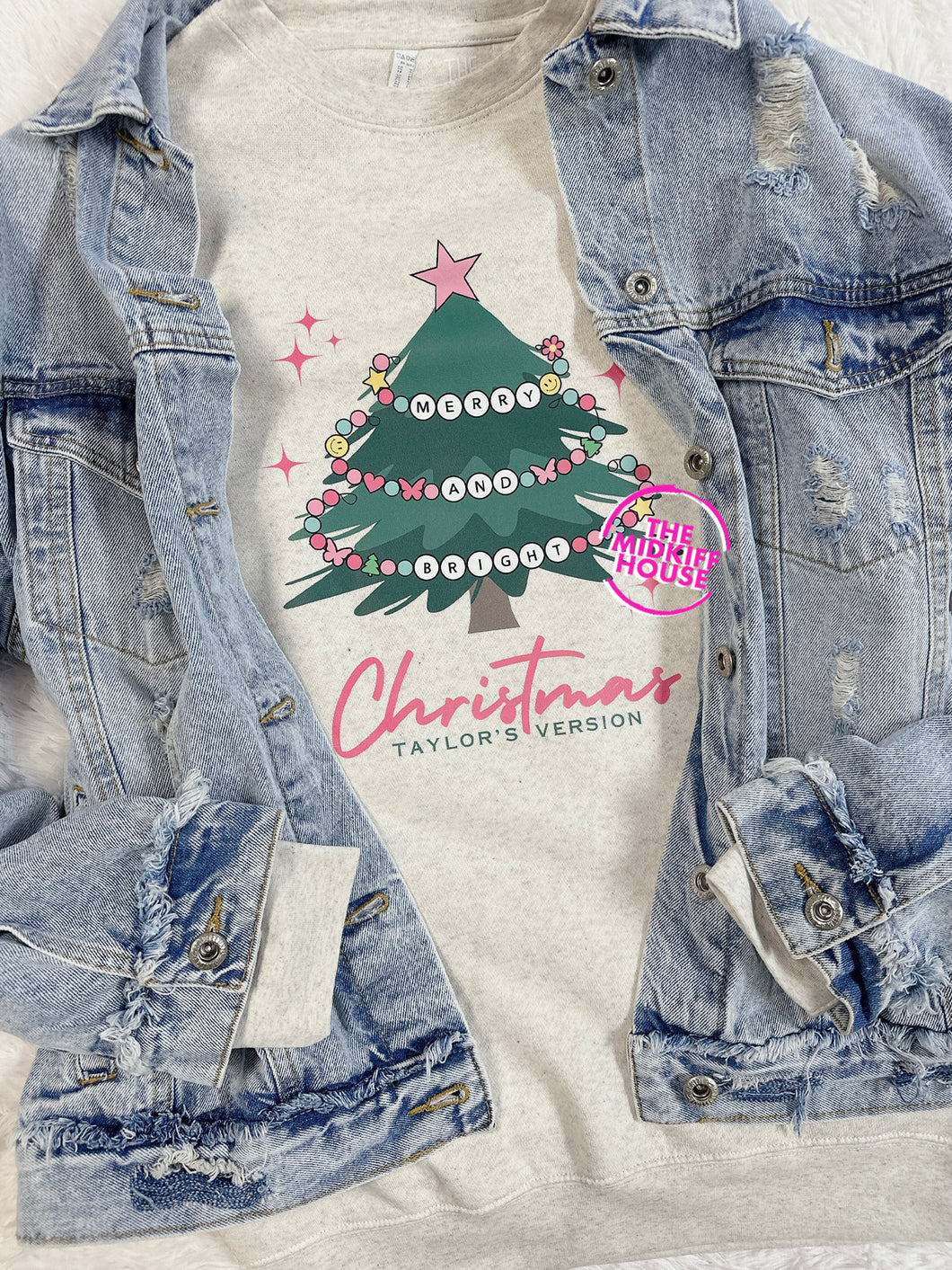 MERRY AND BRIGHT TV CREWNECK