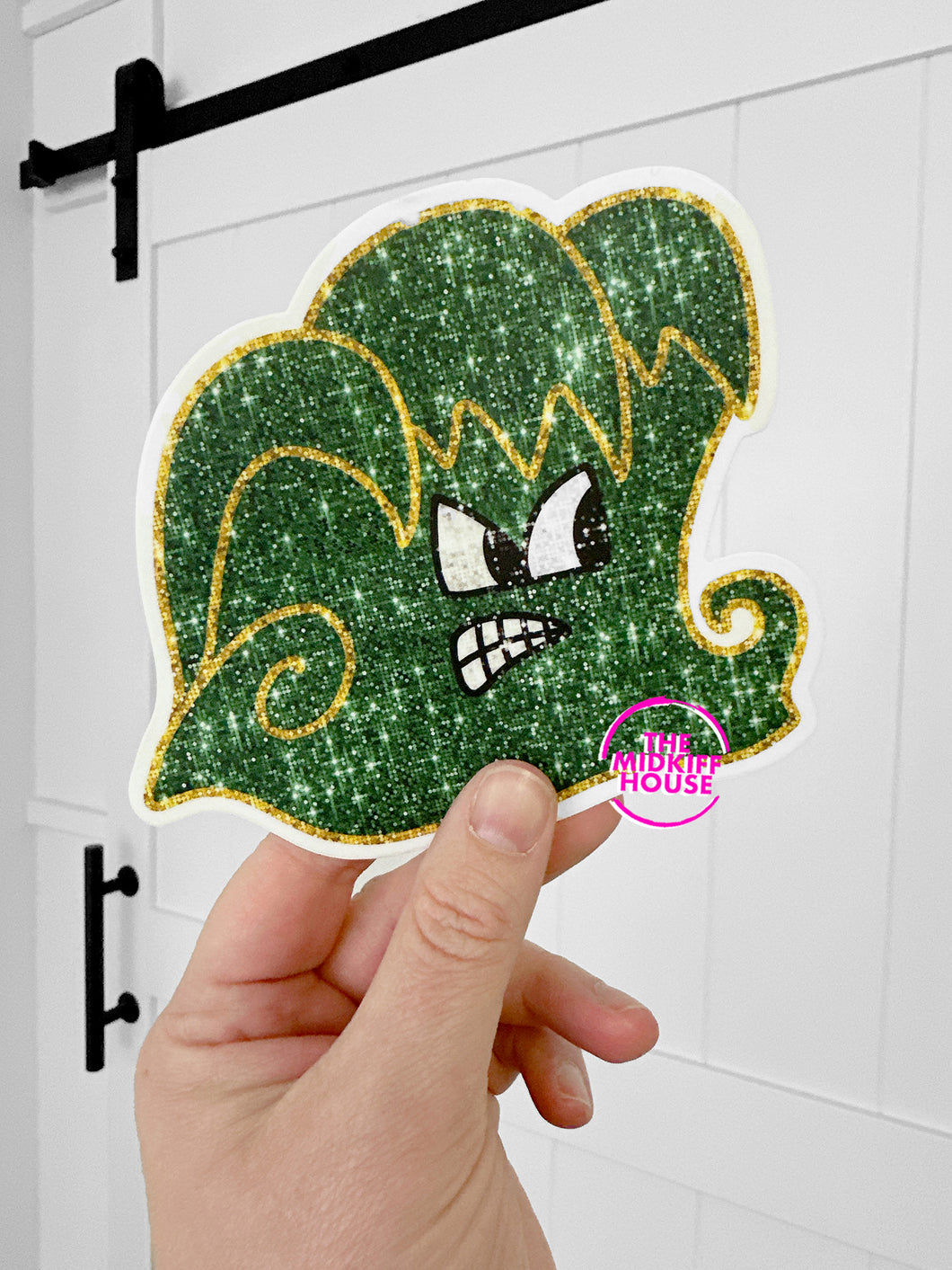 GREEN WAVE FAUX SPARKLE STICKER