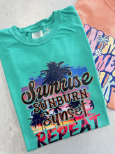 Load image into Gallery viewer, SUNRISE SUNBURN SUNSET REPEAT TEE
