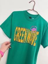 Load image into Gallery viewer, GREEN WAVE POLKA DOTS FAUX EMBROIDERY TEE
