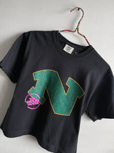 Load image into Gallery viewer, DISTRESSED GREEN WAVE N LOGO CROP TEE
