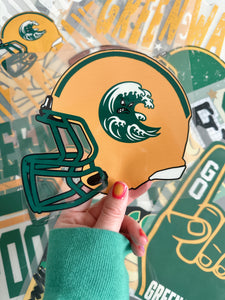 GREEN WAVE FOOTBALL HELMET TRANSFER DECAL