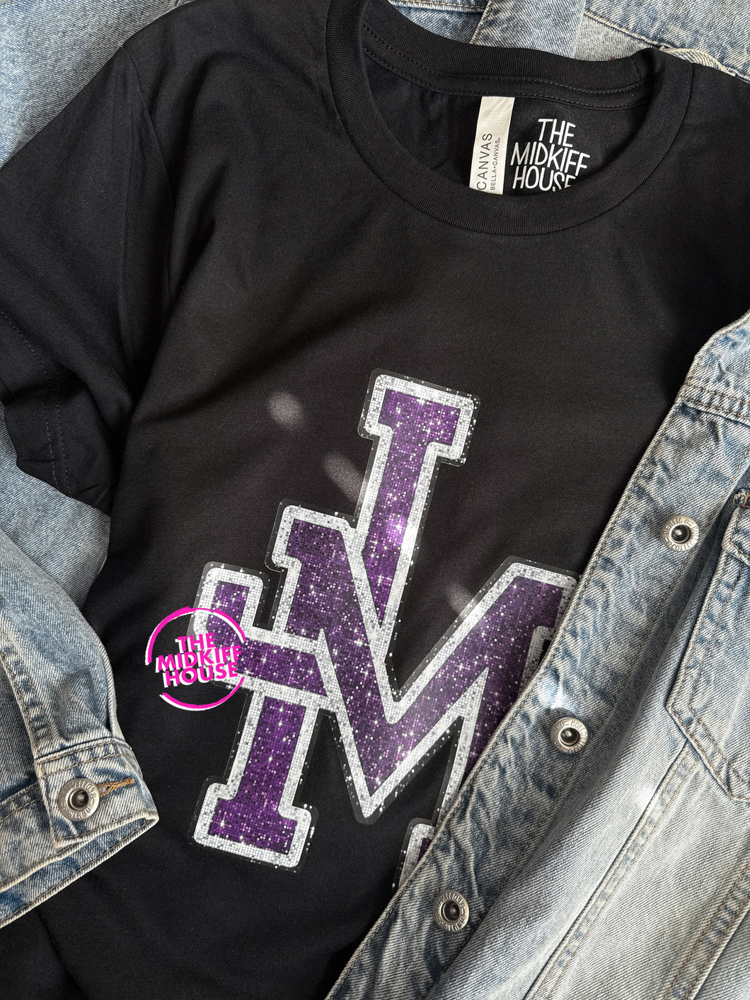 FAUX SPARKLE LOGO TEE