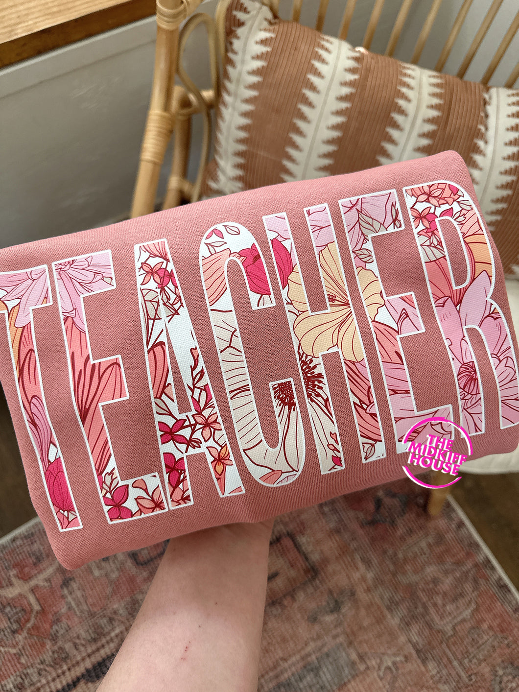 TEACHER BOLD FLORAL CREWNECK