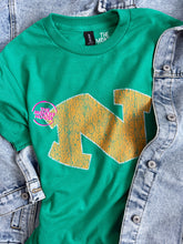 Load image into Gallery viewer, GREEN WAVE DISTRESSED N LOGO LT GREEN

