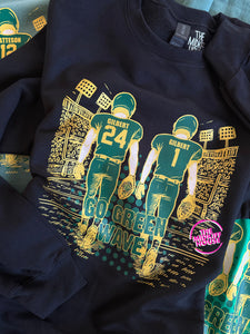 GO GREEN WAVE FOOTBALL PLAYER CREWNECK