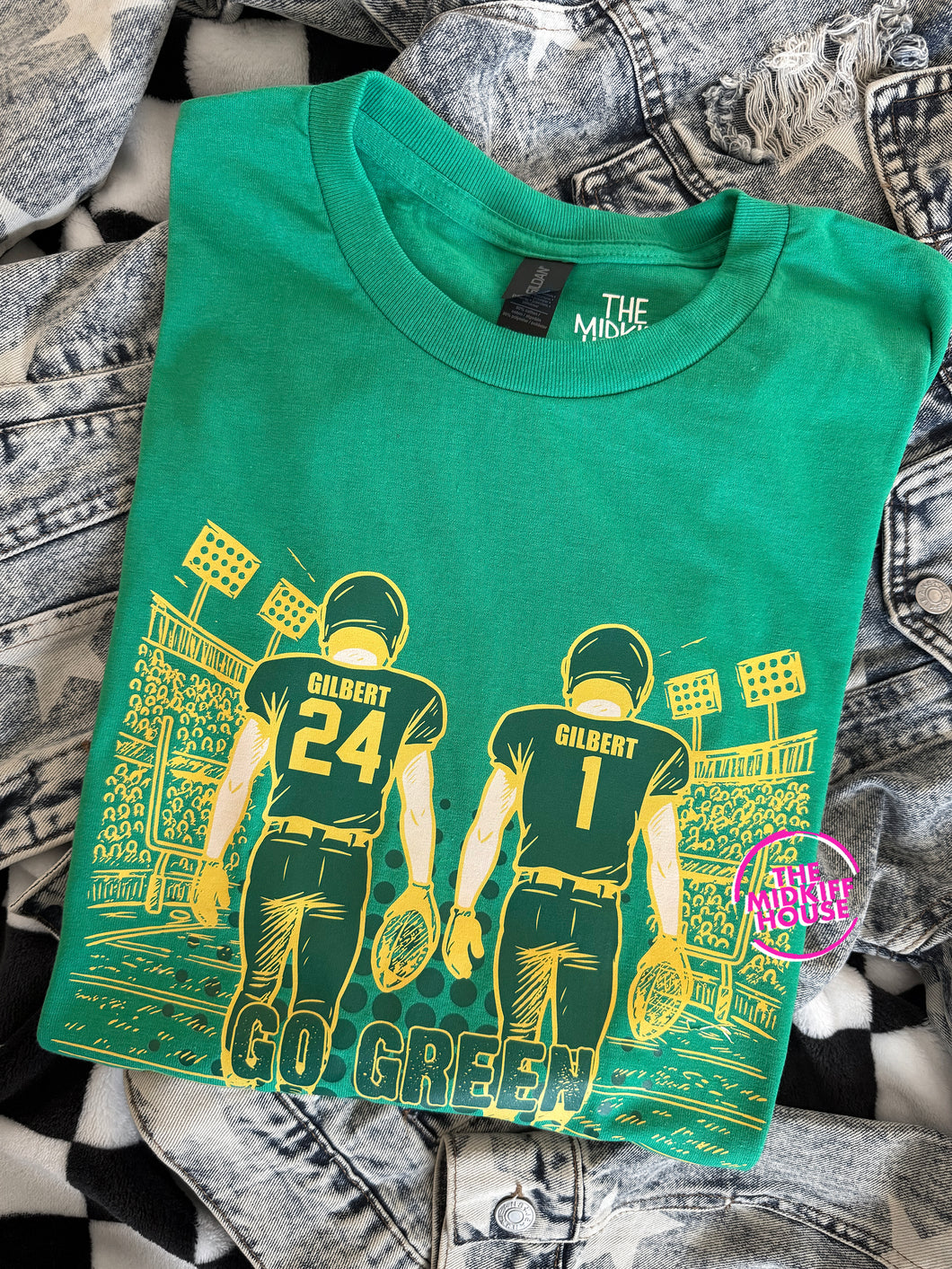 GREEN WAVE GO FOOTBALL PLAYER TEE