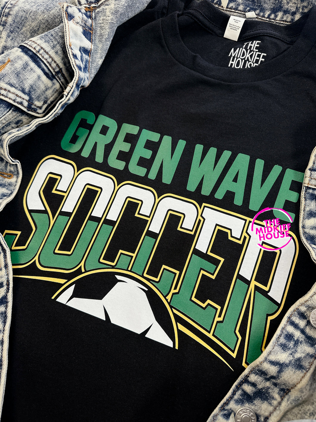 GREEN WAVE SOCCER ARCHED TEE