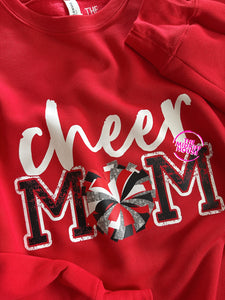 CHEER MOM CREWNECK RED