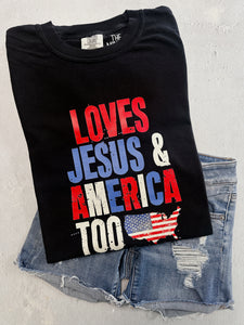 JESUS AND AMERICA TEE