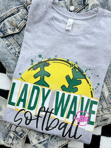 LADY WAVE SOFTBALL SKETCH TEE