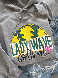 LADY WAVE SOFTBALL SKETCH HOODIE