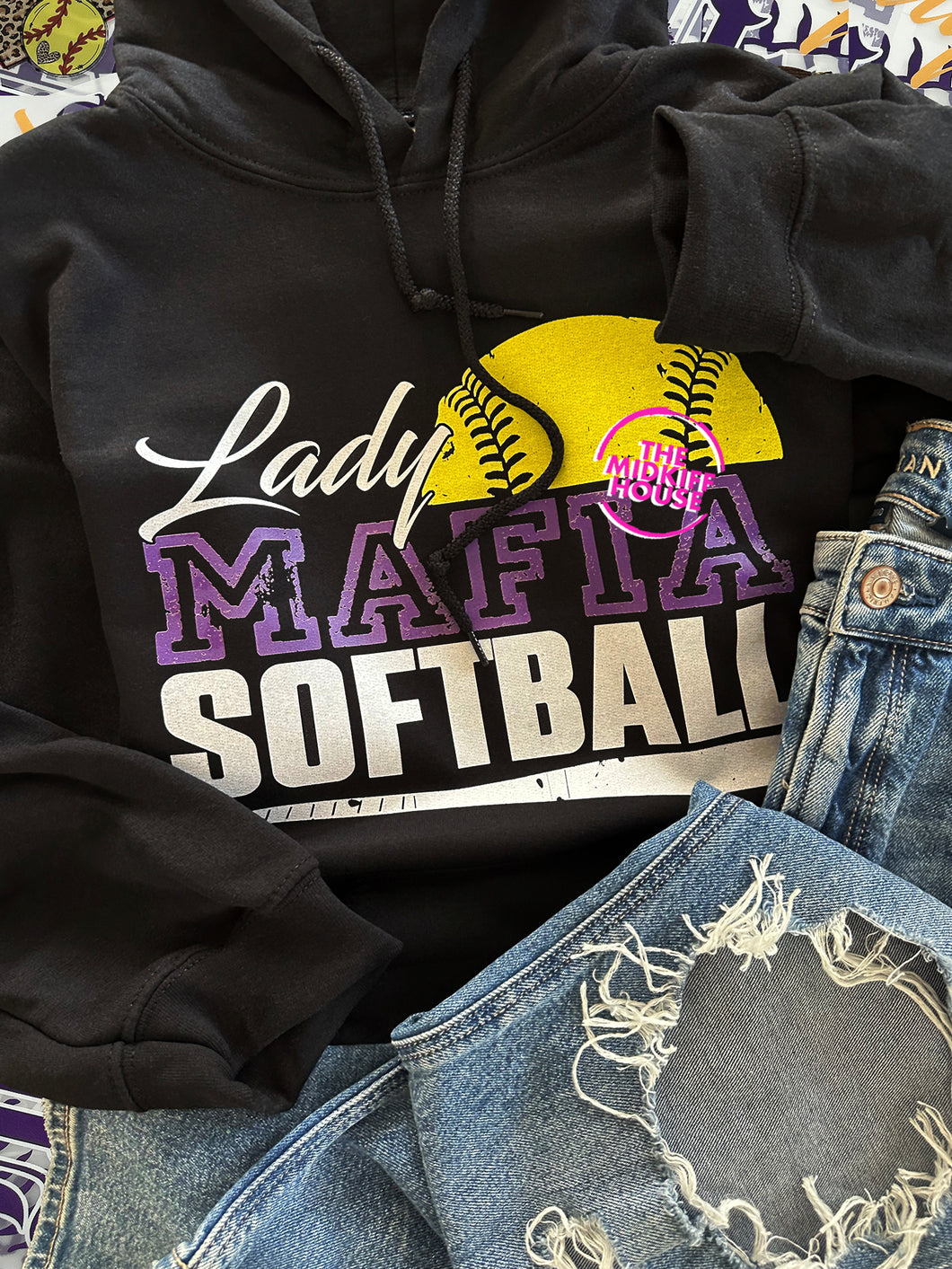 MAFIA SOFTBALL GRUNGE HOODIE