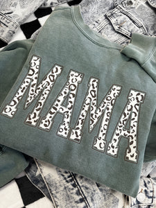 MAMA VARSITY LEOPARD CREWNECK