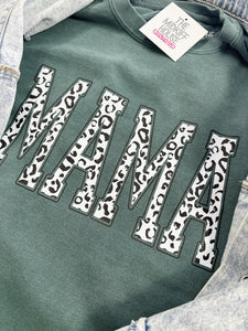 MAMA VARSITY LEOPARD CREWNECK