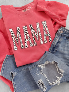 MAMA VARSITY LEOPARD CREWNECK