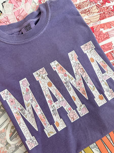 MAMA VARSITY FLORAL TEE