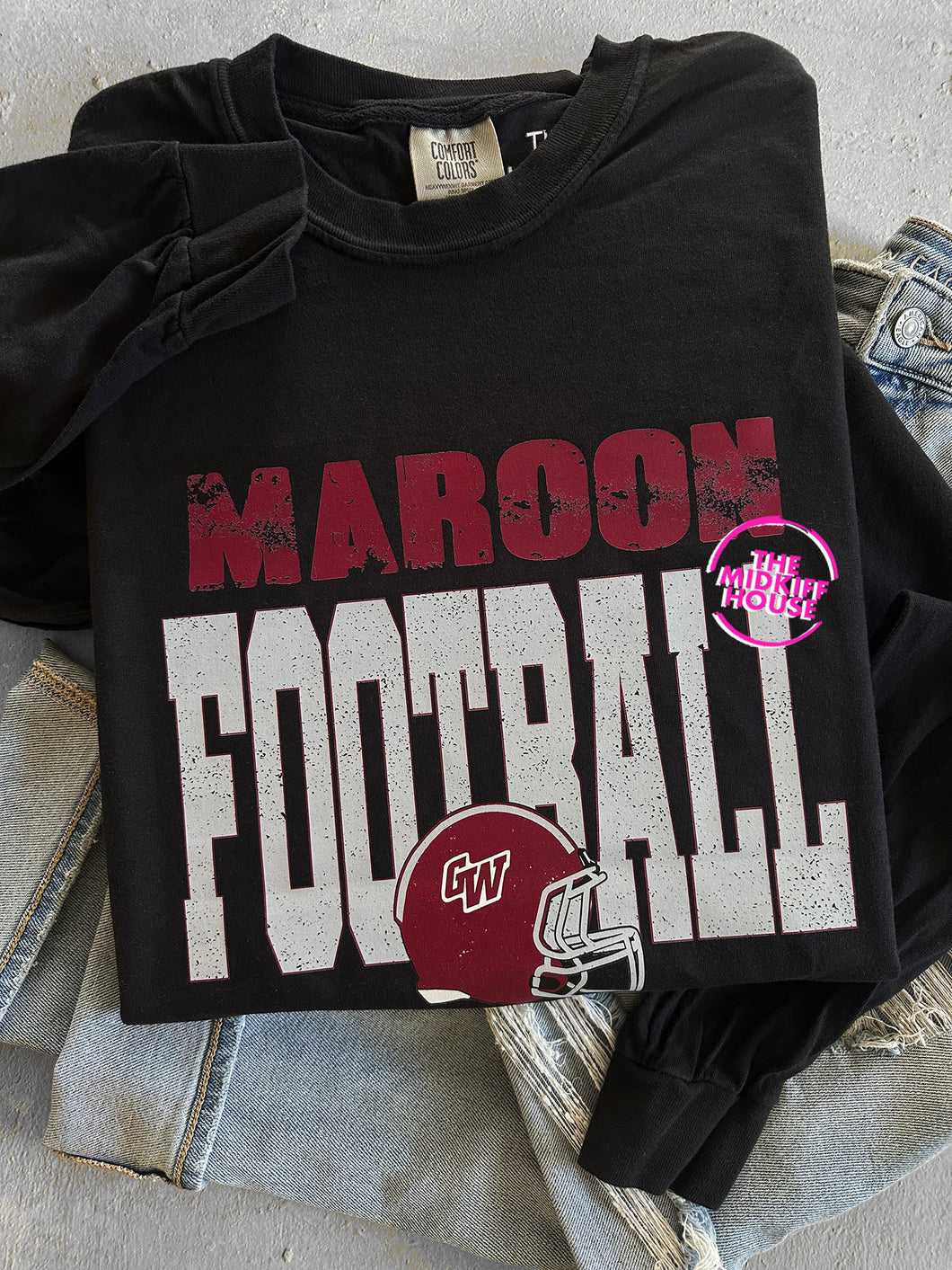 MAROON FOOTBALL BOLD LONG SLV