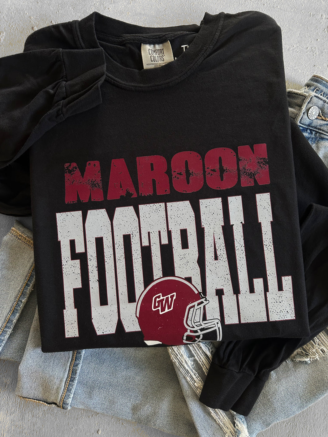 MAROON FOOTBALL BOLD LONG SLV