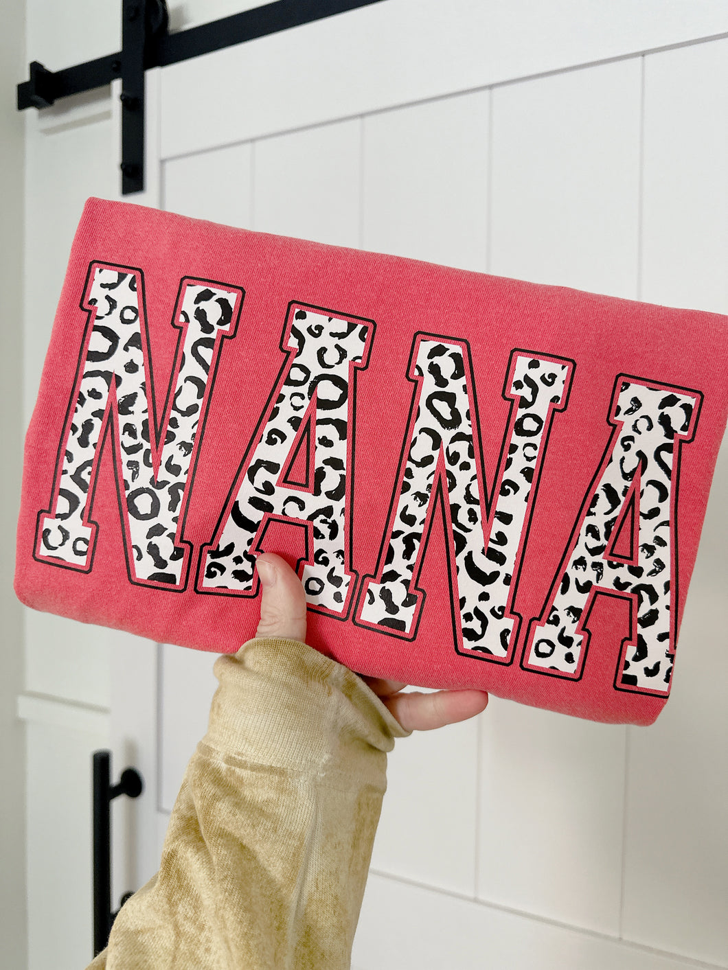 NANA VARSITY LEOPARD CREWNECK