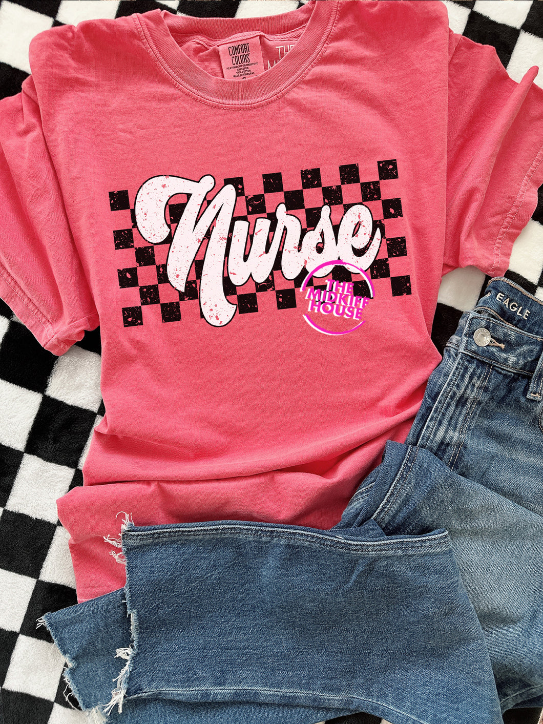 NURSE CHECKERBOARD TEE