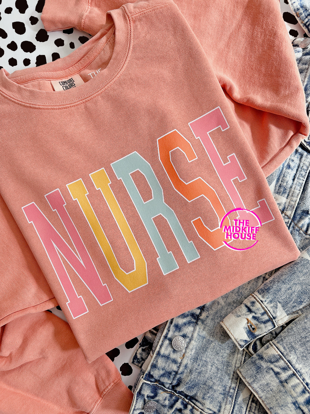NURSE RAINBOW VARSITY CREWNECK