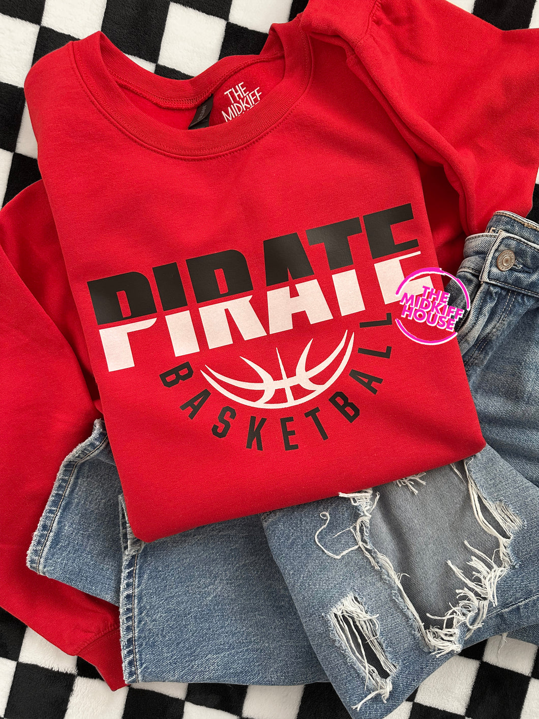 PIRATE BASKETBALL HALF SPLIT CREWNECK