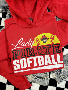 PIRATE SOFTBALL GRUNGE HOODIE