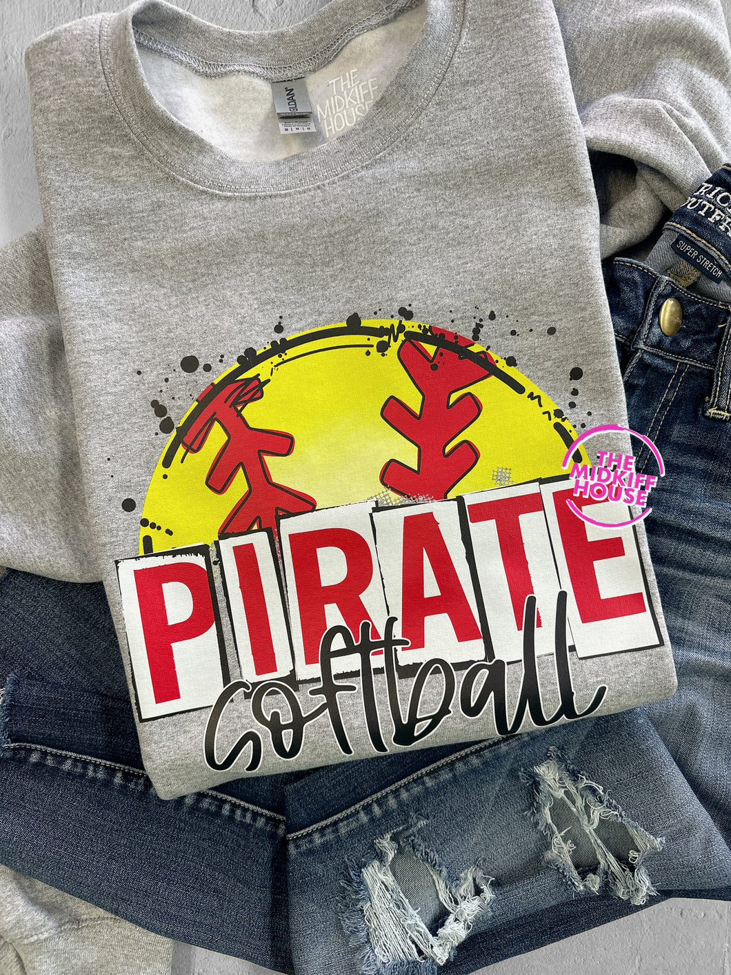 PIRATE SOFTBALL SKETCH CREWNECK