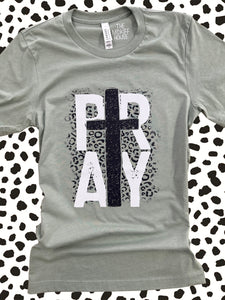 PRAY LEOPARD CROSS TEE