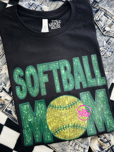 SOFTBALL MOM FAUX SPARKLE TEE