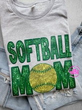 Load image into Gallery viewer, SOFTBALL MOM FAUX SPARKLE TEE

