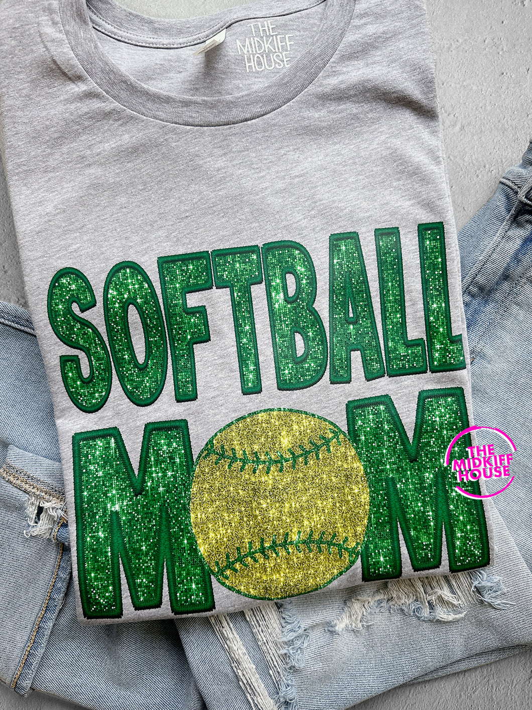 SOFTBALL MOM FAUX SPARKLE TEE
