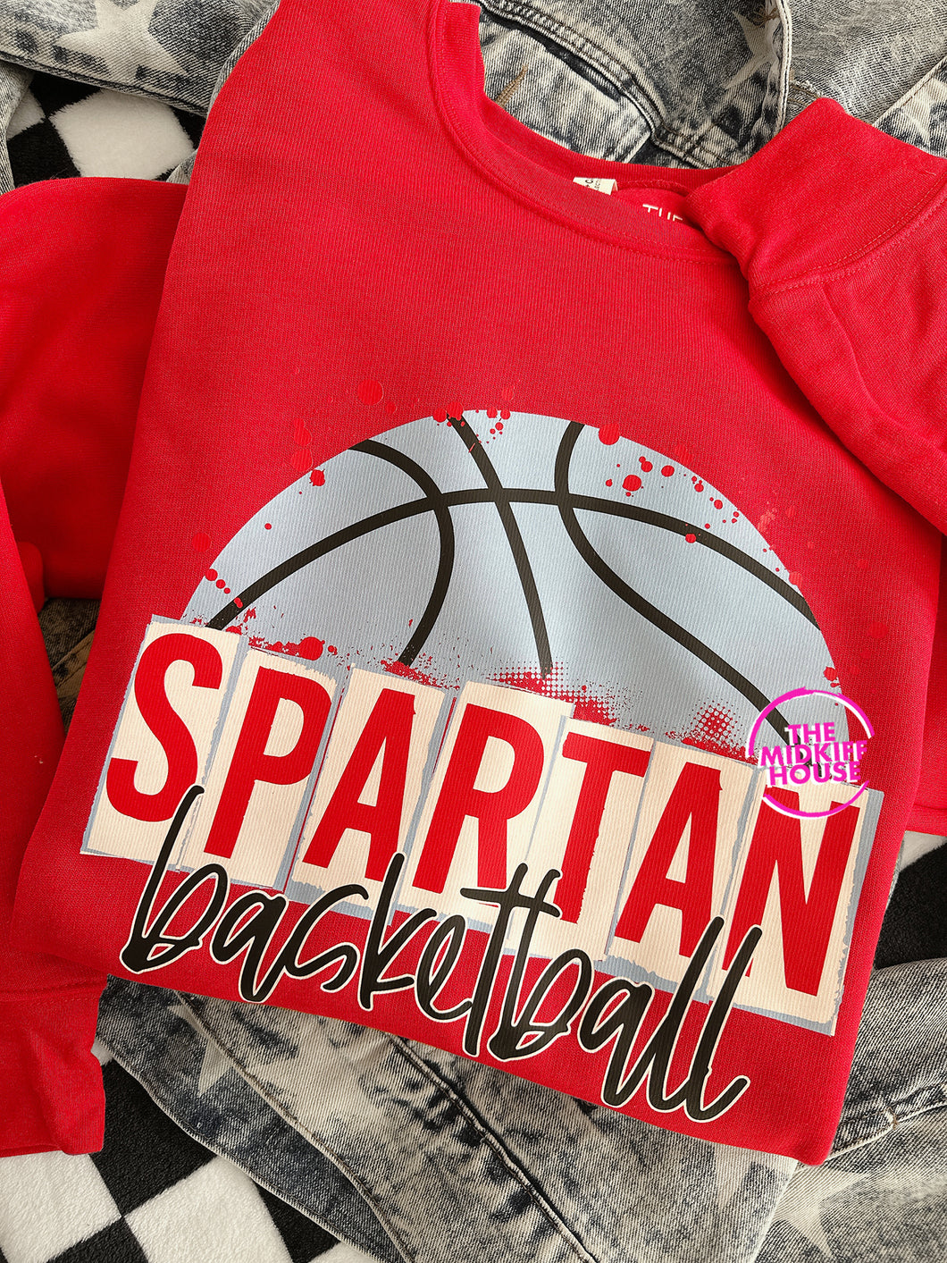 SPARTAN BASKETBALL SKETCH CREWNECK