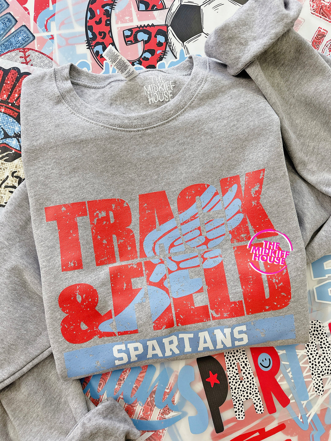 SPARTANS TRACK BOLD PRINT CREWNECK