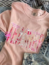 Load image into Gallery viewer, TEACHER BOLD FLORAL TEE
