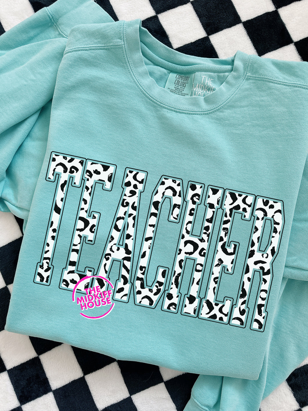 TEACHER VARSITY LEOPARD CREWNECK