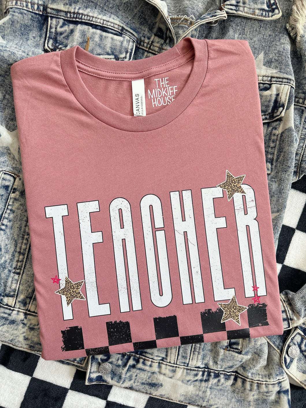 TEACHER TRENDY CHECKERBOARD TEE