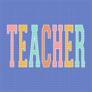 TEACHER RAINBOW VARSITY TEE