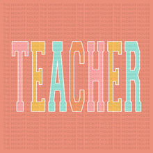 Load image into Gallery viewer, TEACHER RAINBOW VARSITY TEE
