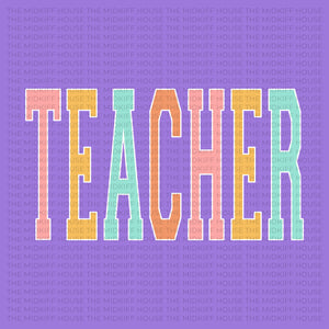 TEACHER RAINBOW VARSITY TEE