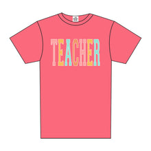 Load image into Gallery viewer, TEACHER RAINBOW VARSITY TEE
