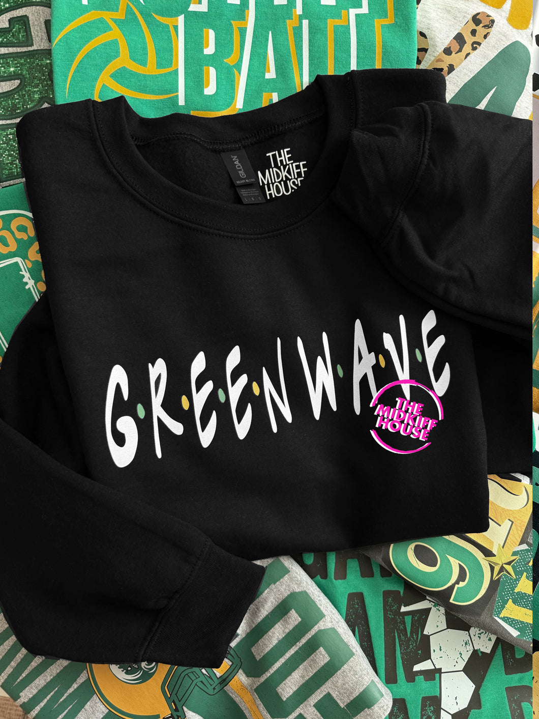 SALE! GREEN WAVE DOTS CREWNECK